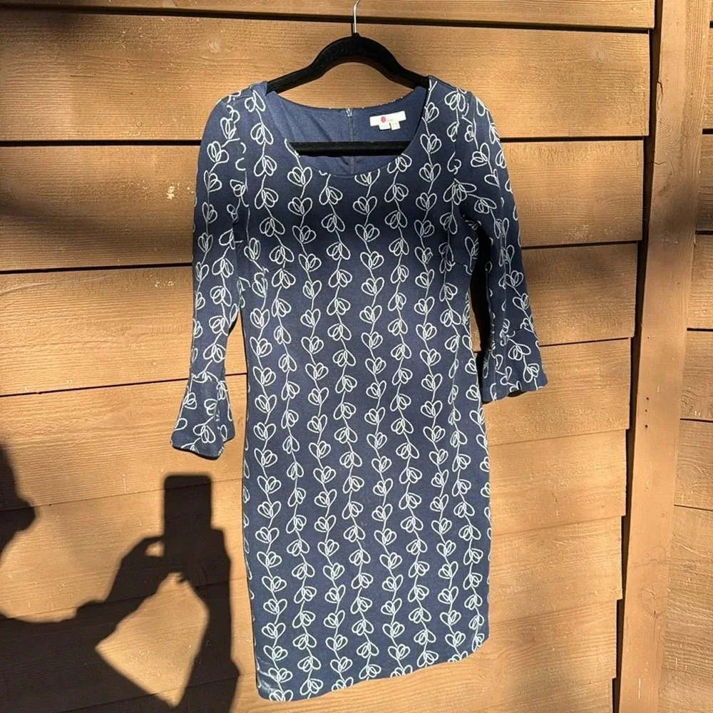 Boden blue and white knit 3/4 sleeve dress size 6P